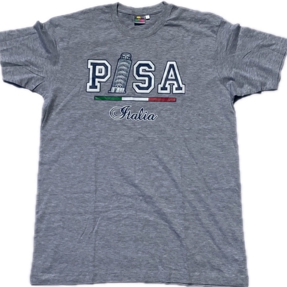 Smartee Italian leaning tower of Pisa tourists size medium grey and blue shirt